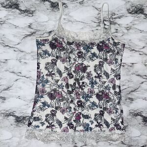 Maurices Spaghetti Strap Cami Floral Lace Lined White Women M Babydoll Y2K Fairy